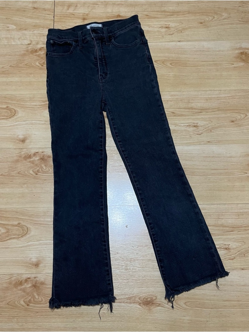 Madewell Cali Demi-boot Jeans Sz 27 Black Chewed Hem